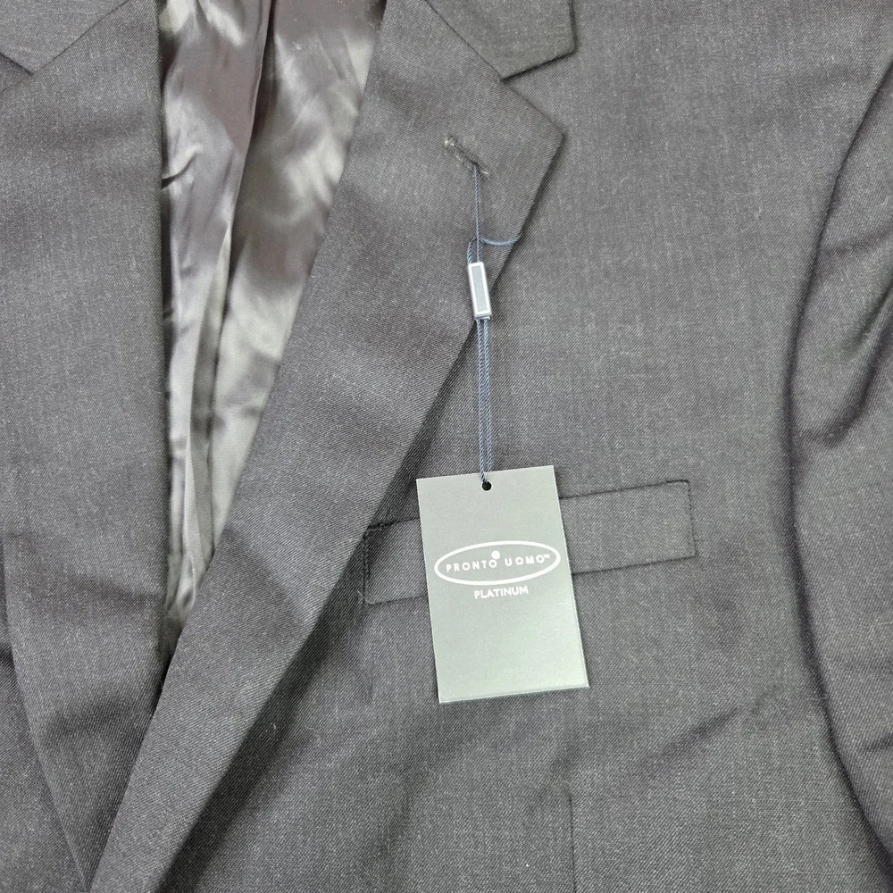 Pronto Uomo Platinum Blazer 100% Wool Mens 44 Long Gray 2 Button Double Vent NEW